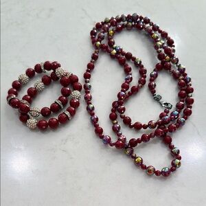 Premier Designs Red Beaded Necklace